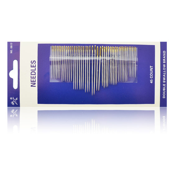 Handmade multi-specification Shuangyan brand 120 combination gold tail hand sewing needle large hole three-dimensional embroidery sewing needle extra fine steel needle