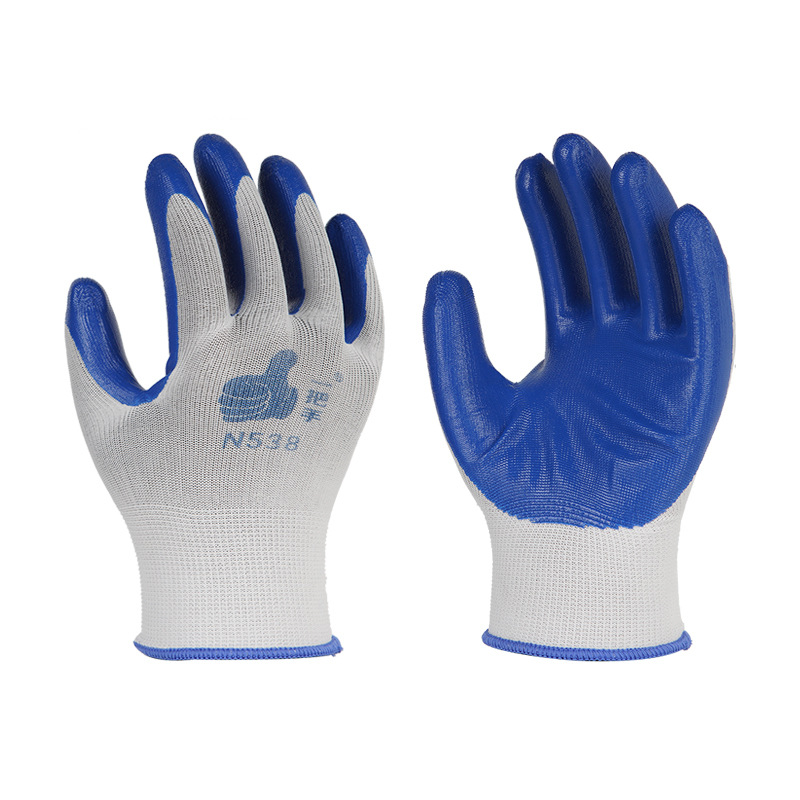 Guantes de protección laboral Dengsheng guantes de goma de nitrilo de una manija N538 resistentes al desgaste duraderos con trabajo cómodo de goma