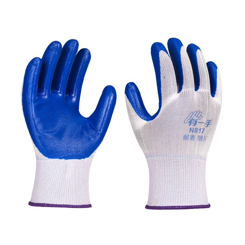 Dengsheng resistente al desgaste N817 guantes de trabajo de construcción para hombres sitio de construcción protección laboral guantes de goma delgados reparación de automóviles a prueba de aceite