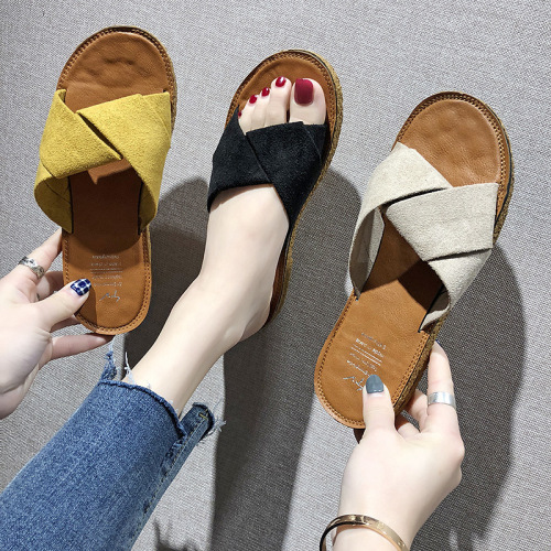 Women's slippers.拖鞋女夏季新款一字拖外贸室外大码沙滩鞋