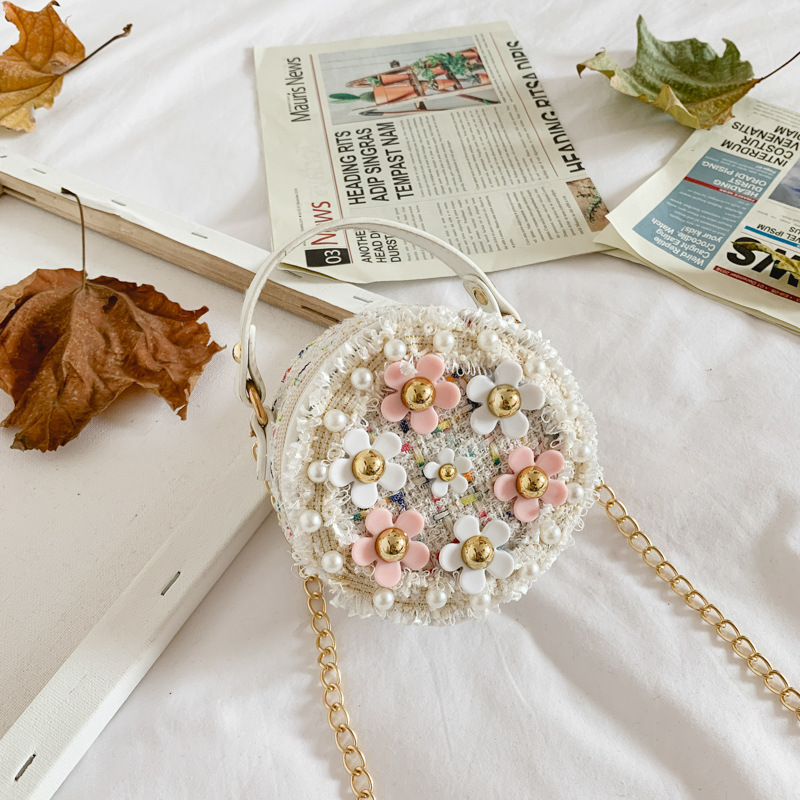 Bolso de los niños de las nuevas mujeres de moda Mini pequeño bolso redondo bolso de La Flor de moda pequeño bolso estilo coreano hombro crossbody Accesorios
