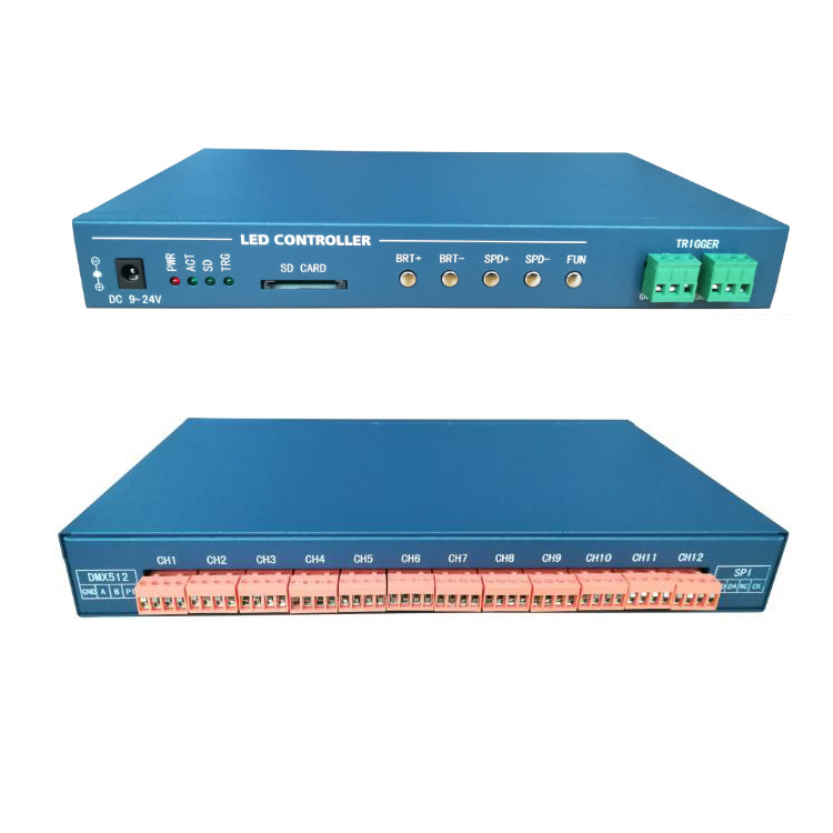 脱机支持接控台手机APP RGBW TLL 12端口单机  DMX512LED控制系统