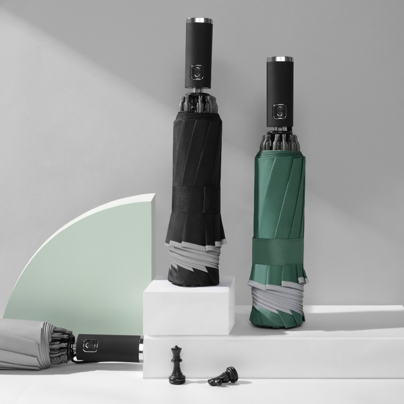 Paraguas reflectante personalizado de diez varillas, paraguas automático de negocios para hombres y mujeres, paraguas plegable grande, paraguas inverso para coche, dropshipping