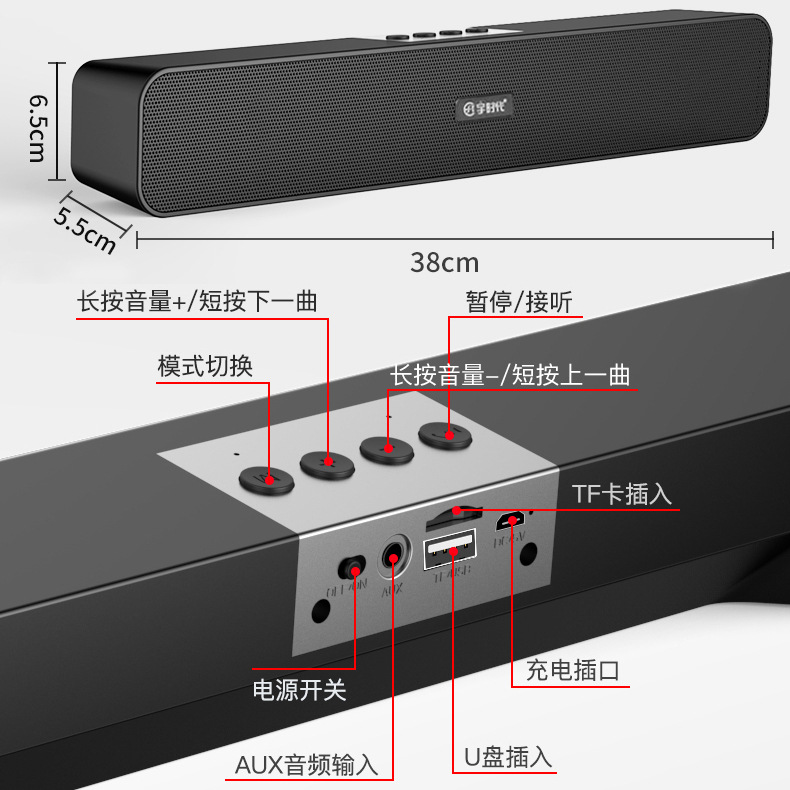 Yushidai E-350 Wireless Bluetooth Speaker - USB Computer Audio Subwoofer 2