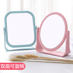 Double-sided desktop mirror dormitory desktop rotatable student makeup small mirror desktop portable dressing princess mirror