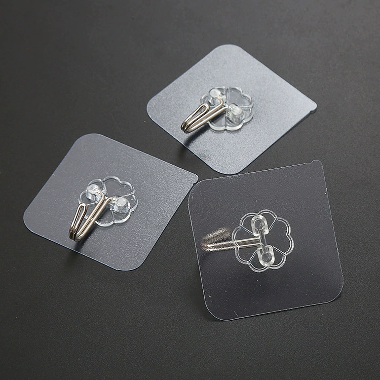 Transparent Adhesive Wall Hooks, Pack of 10, Clear Self-Adhesive Hooks for Kitchen & Bathroom