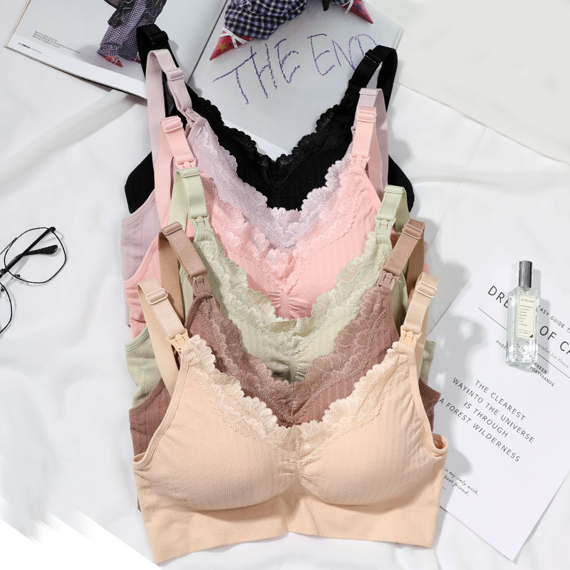 Maternity Nursing Bra Wire Free Top Open Buckle Push up Adjustable Underwear Prenatal Postpartum Lace Trim Lingerie Maternity Nursing Bra Wire Free Top Open Buckle Push up Adjustable Underwear Prenatal Postpartum Lace Trim Lingerie