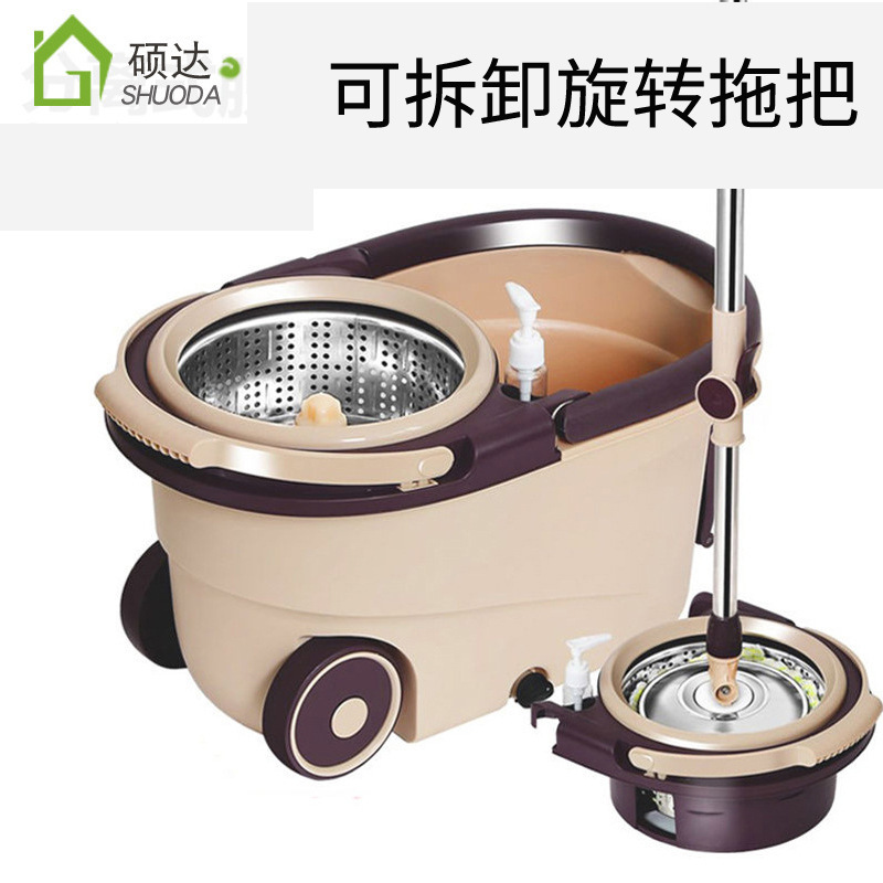 Batch of Hand-Washable 8-Character Dual-Drive Mop Household Suspended Bucket Mop Self-Twisting Water Round Head Rotating Mop Bucket Set