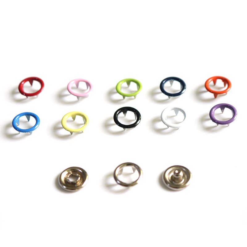 Venta caliente transfronteriza 9,5 MM color hueco pierna alta metal cobre cinco-garra hebilla herramienta traje bebé gateando ropa botón