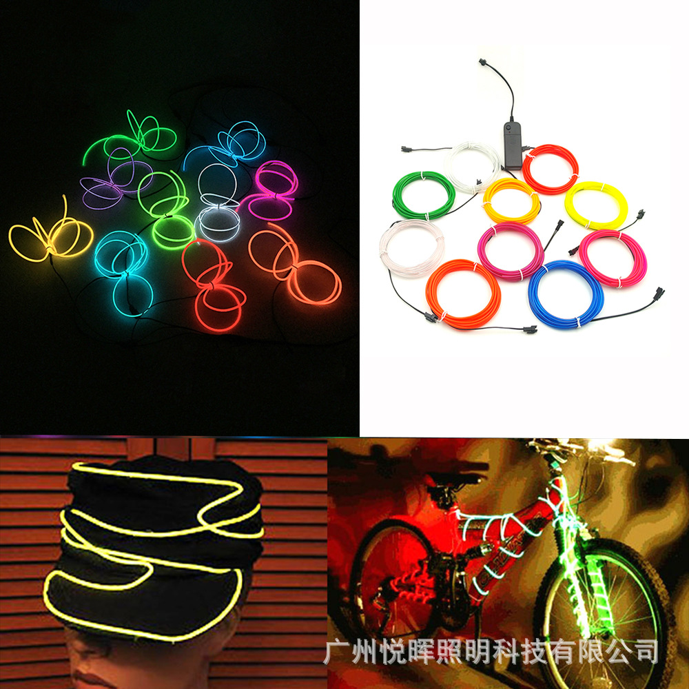 3V caja de batería 3,2mm luz fría traje 10 colores colorido luminoso ropa DIY modelado rendimiento props