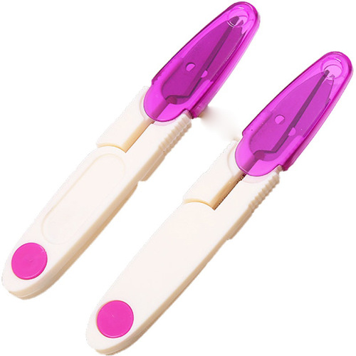 Small cross-stitch scissors, transparent covered thread scissors, safety sewing scissors, household U-shaped plastic spring yarn scissors wholesale