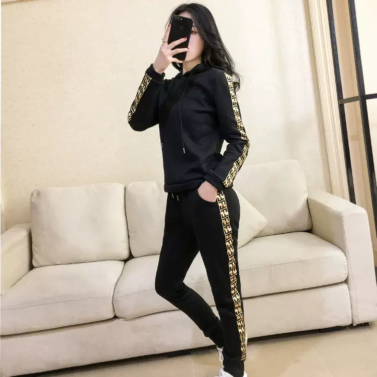 欧美跨境热销2023亚马逊ebay热销秋季新款女装连帽卫衣套装两件套