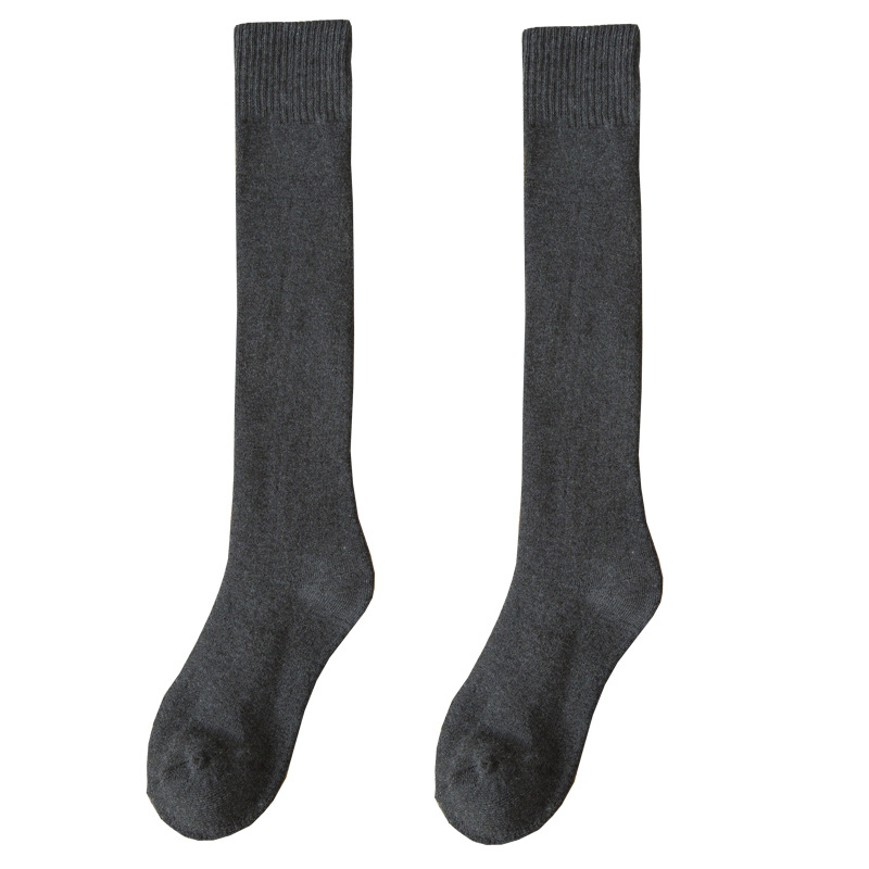 Calcetines de media pantorrilla de las mujeres calcetines de otoño e invierno engrosados Terry calcetines de pantorrilla calientes medias de toalla forradas de lana medias Zhuji altas