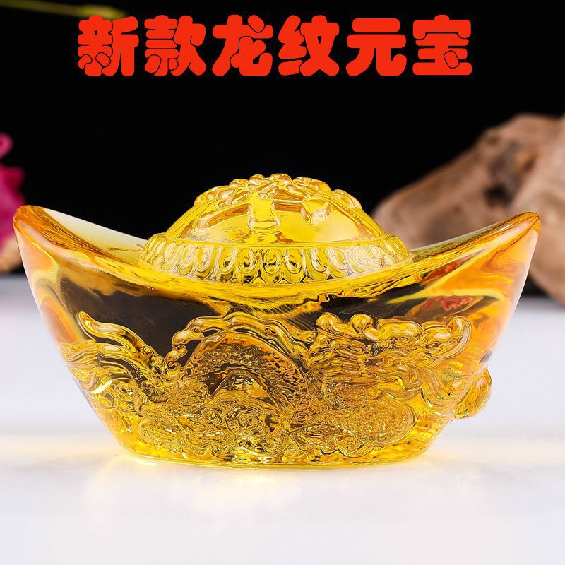 New crystal ingot Double Dragon play ball ingot dragon pattern glass ingot into the treasure home decoration small ornaments wholesale
