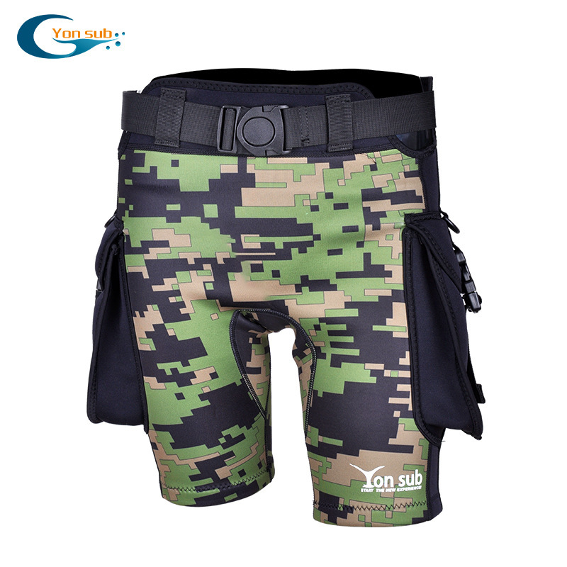 Yonsub 2.5mm Camouflage Men's Mid-Length Tight Swimming Trunks, Snorkeling and Surfing Pants, Diving Pants, Uv Protection, Freediving