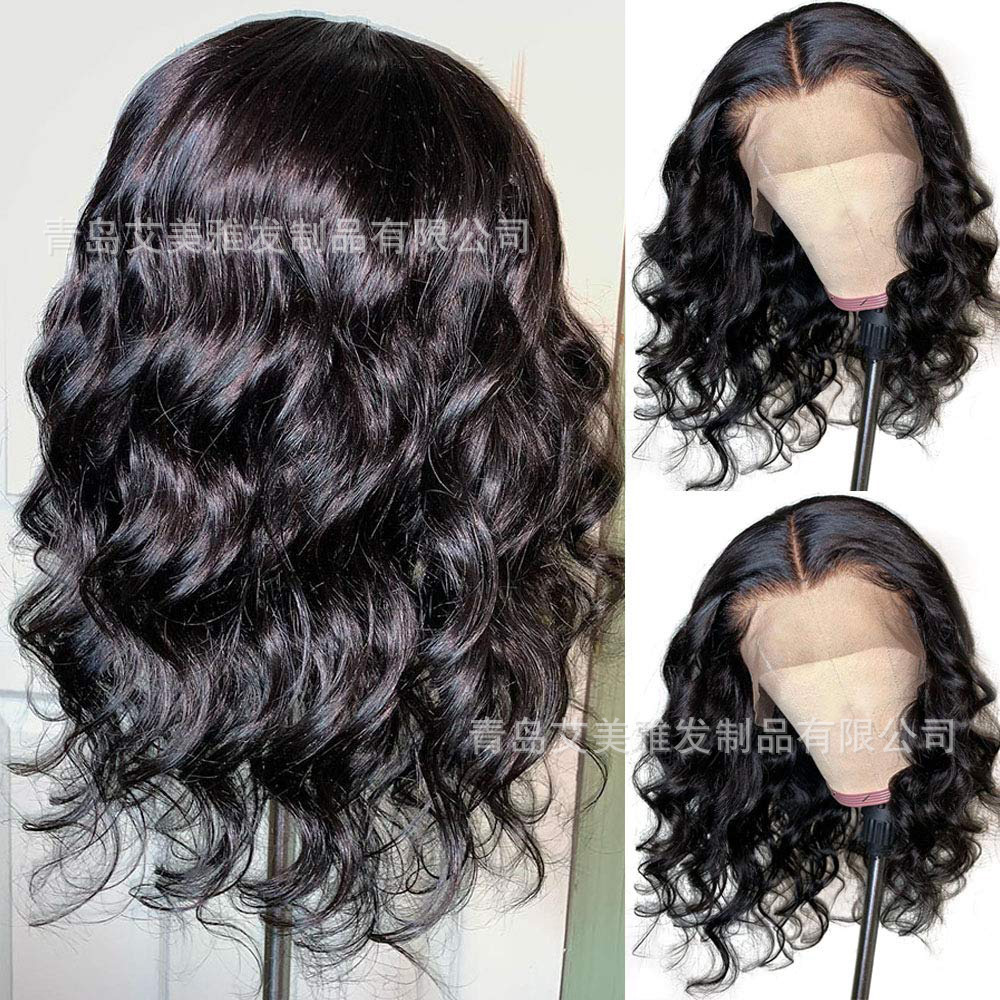 Chemical Fiber Front Lace Wig Amazon AliExpress Black Big Wave Women's Short Curly Hair
