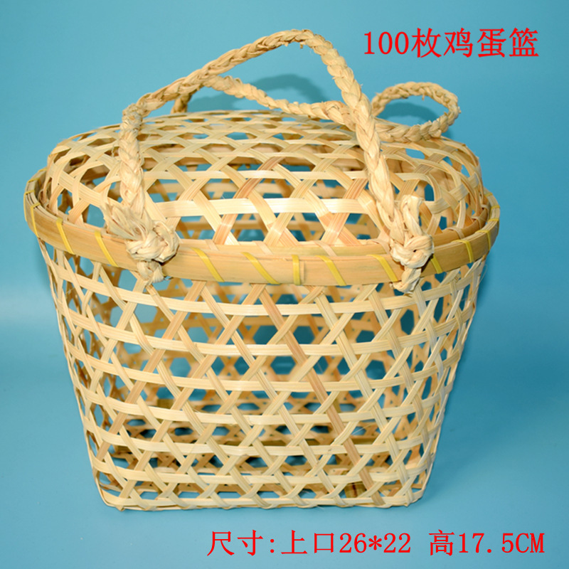卸売り竹編み包装竹かご穴あり卵かご六角目竹かご編み手提げかご土産かご|undefined
