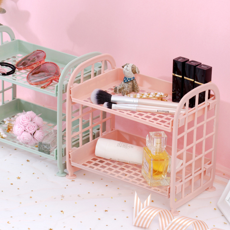 Double-Layer Folding Desktop Storage Rack Kitchen Storage Rack Simple Household Washbasin Storage Rack Storage Rack