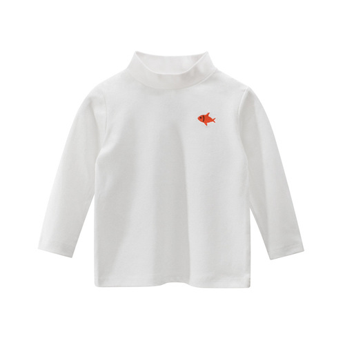 27kids Korean children's clothing spring new product 2024 children's bottoming shirt wholesale ins baby boy long-sleeved T-shirt high collar