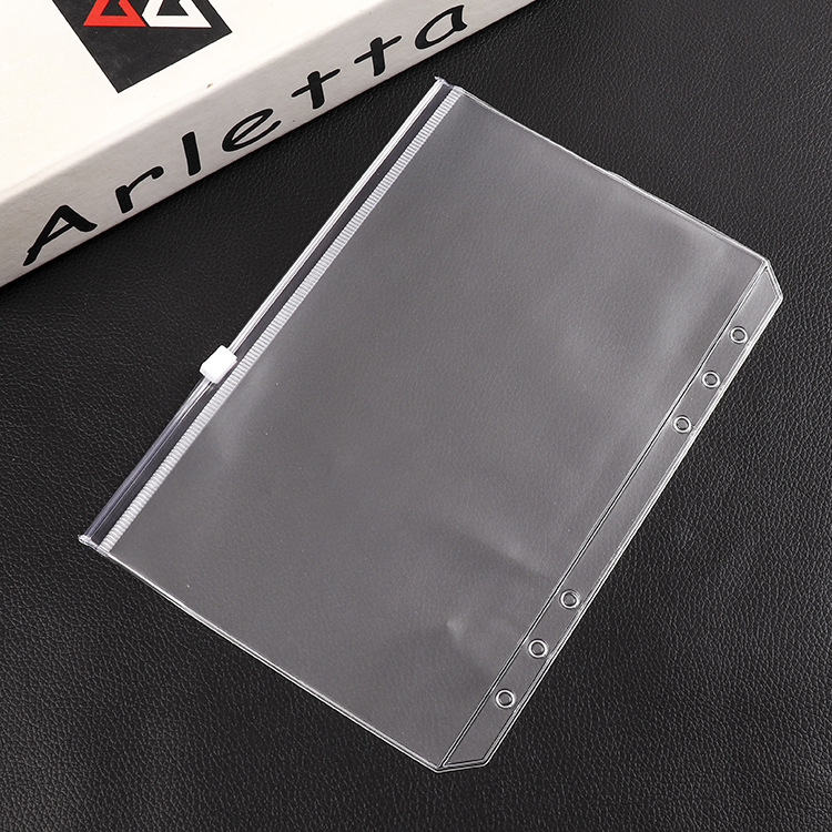 A5/A6 bolsa de almacenamiento de cuaderno viajero de PVC de hojas sueltas reemplazo de libros núcleo interno esmerilado bolsa de cremallera de PVC