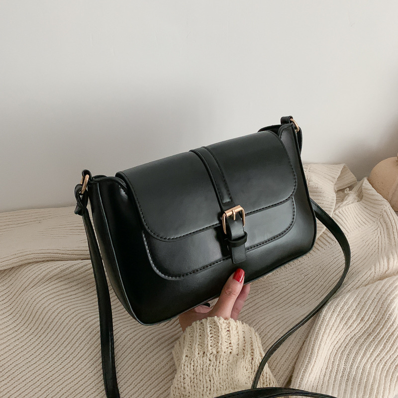 Internet Celebrity Single-Shoulder Small Bag for Women 2021 New Trendy Korean Style Simple Textured Bag Underarm Bag Small Square Bag Trendy Hot Item
