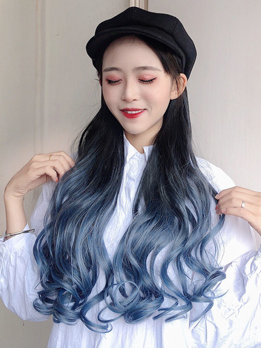 Wig hat curly hair high temperature wire large wave gradient duck tongue hat wig one-piece fashionable gradient wig hat