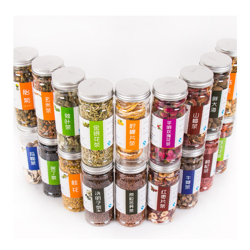 Canned flower tea bottle, packaged herbal tea set, lotus leaf, lemon slices, rose, honeysuckle, fetal chrysanthemum, goji berry tea wholesale