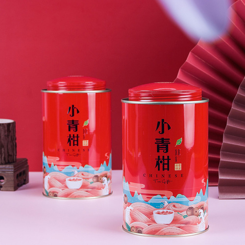 New product creative small green tangerine packaging can tea can tin box household round tangerine tea packaging box empty box