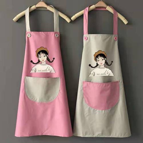 Cute Japanese apron waterproof and oil-proof home kitchen cooking housework female fashion adult work clothes custom printed logo