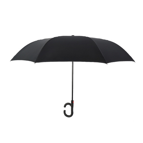 23-inch automatic opening and closing reverse umbrella double-layer C-type hands-free logo printing factory direct sales creative car reverse closing umbrella