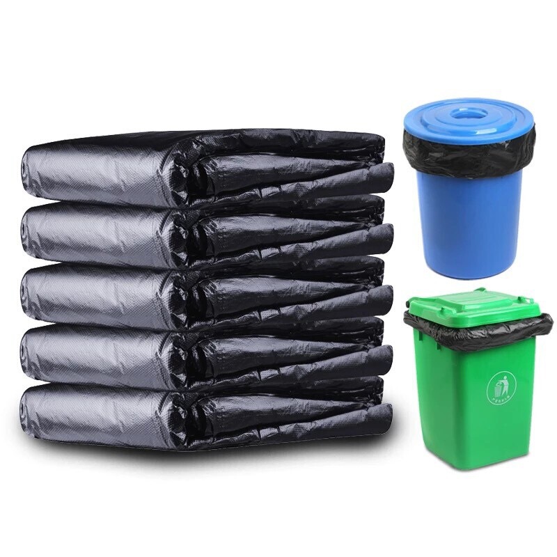 Black Large Garbage Bags, Thickened Trash Bags for Classification, Property Management, Hotels, Sanitation, Flat-Mouth Plastic Bags, 50 Pieces