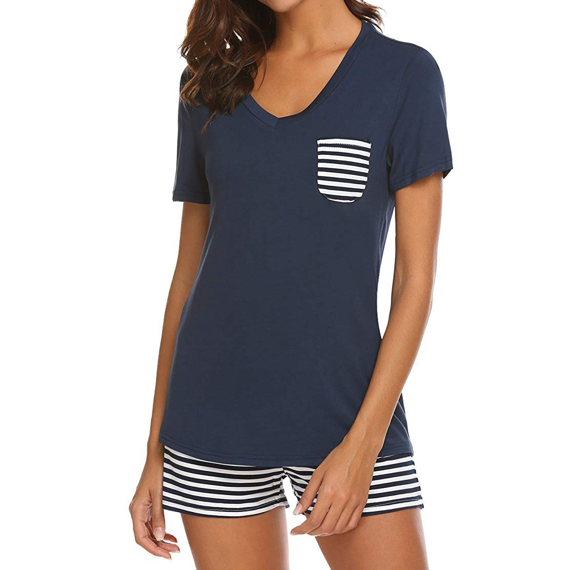 ChicShe 2025 European And American Women's Summer Striped Two-Piece Set New Modal Comfortable Homewear_voghion.com