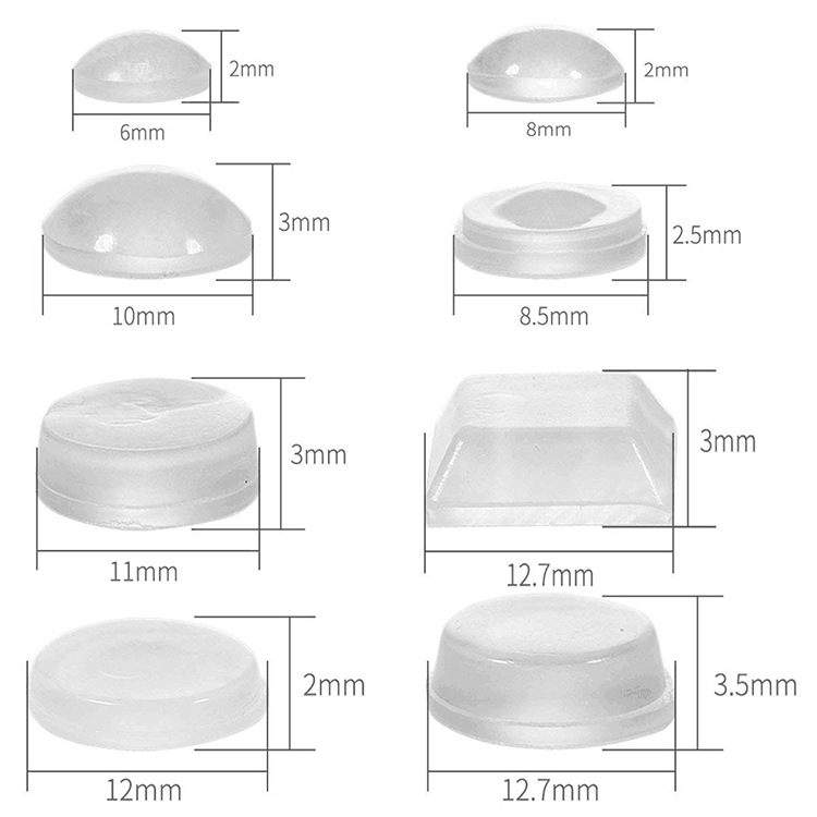 Suministro directo de fábrica almohadilla de pie de silicona transparente absorción de choque anti-arañazos anti-colisión grano mesa y silla autoadhesiva gabinete hemisferio silicona antideslizante