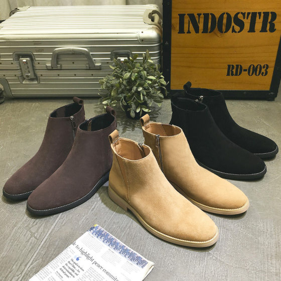 Autumn and winter new warm shoes frosted Martin boots men's retro Chelsea leather boots casual men's boots a generation of hair