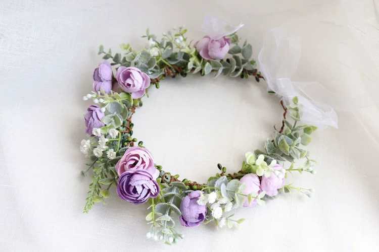 Mori tocado nupcial guirnalda de flores tocado playa vacaciones guirnalda diadema accesorios para el cabello de Europa y América