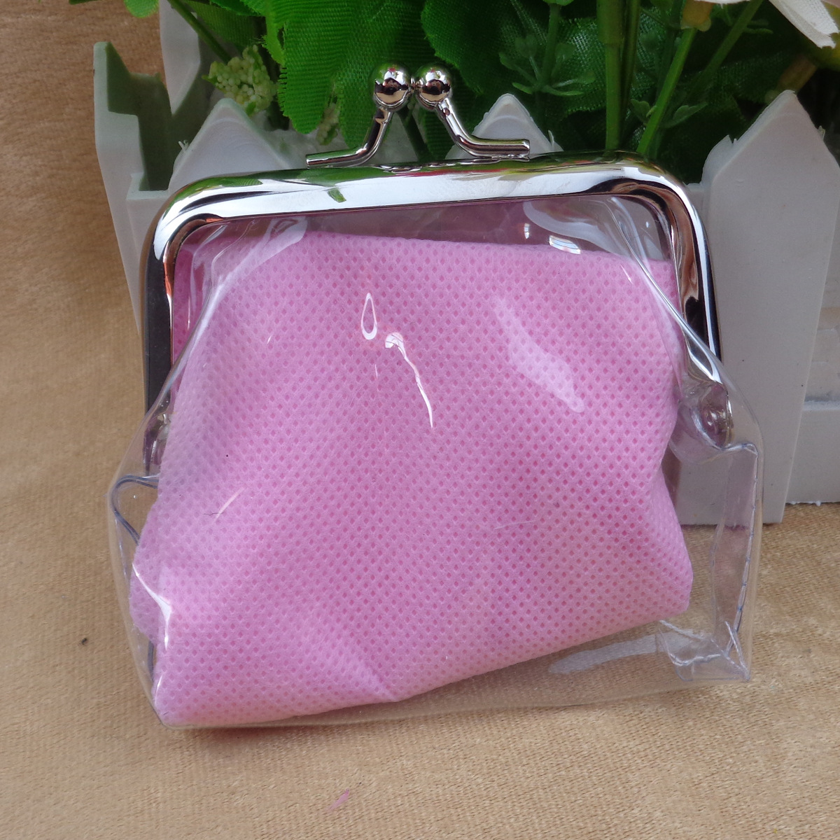 Factory direct transparent coin purse 4 inch bank card bag key wallet coin gift bag