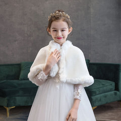 Flower girl wedding dress plush waistcoat outing baby soft thickened 2021 shawl coat children's cloak cloak winter