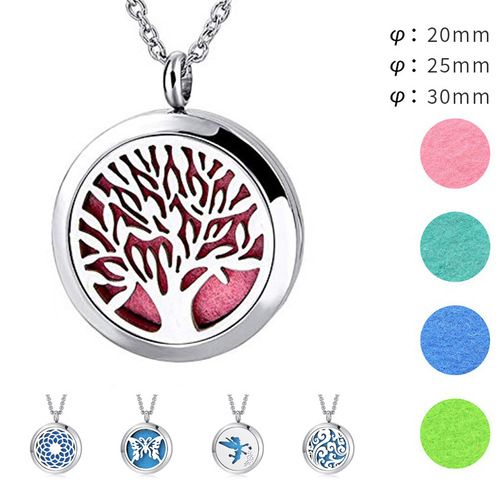 Factory stainless steel hollow aromatherapy pendant foreign trade 316L titanium steel magnet essential oil perfume necklace wholesale