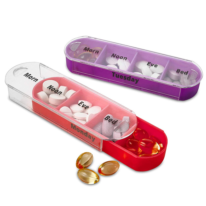 Amazon popular weekly tablet storage box 28-grid pill box AMPM compartment 7-day pill box 4 times a day