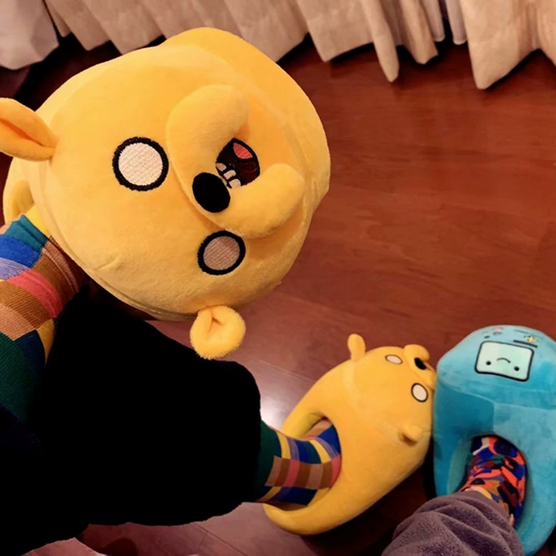 Plush Bag-Heel Slippers (Adventure Home) One Size up to EU 42, Cotton Plush, Indoor Warm