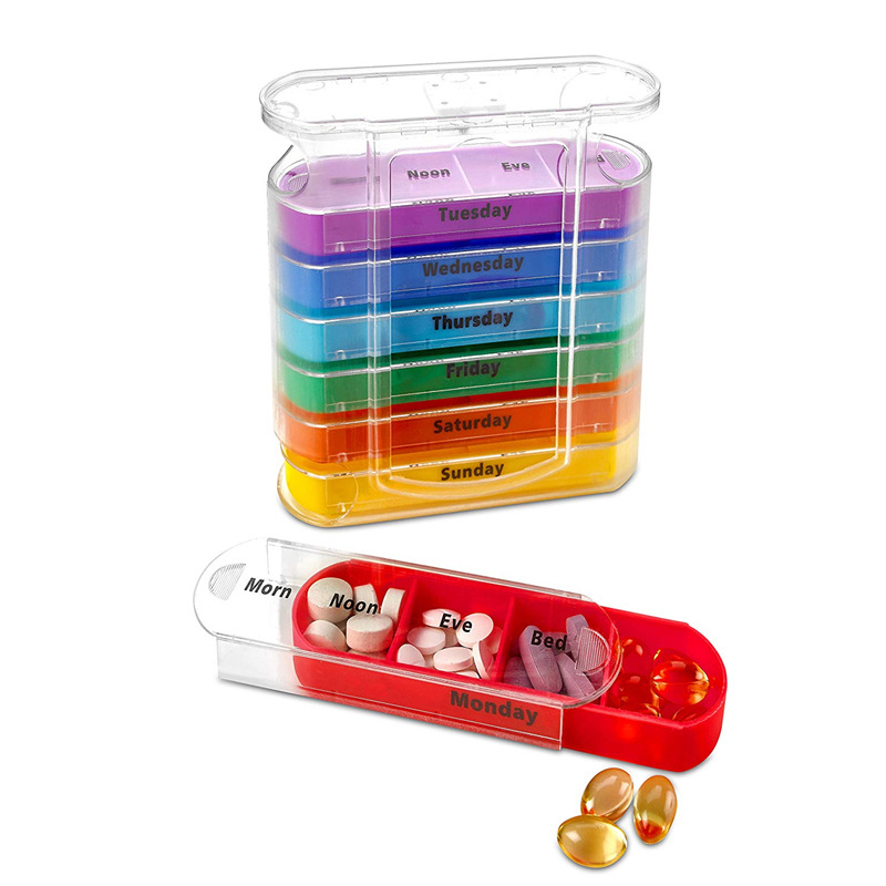 Amazon popular weekly tablet storage box 28-grid pill box AMPM compartment 7-day pill box 4 times a day