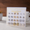 Fashionable earrings, zirconium from pearl, Aliexpress, city style, internet celebrity, 12 pair, flowered, wholesale