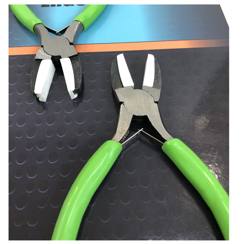 Abrazadera de alambre gafas Alicates de cabeza de plástico mini Alicates de joyería DIY joyería inoxidable enderezamiento alicates de posicionamiento de cabeza plana