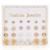 Zirconium, universal earrings from pearl with bow, 12 pair, flowered