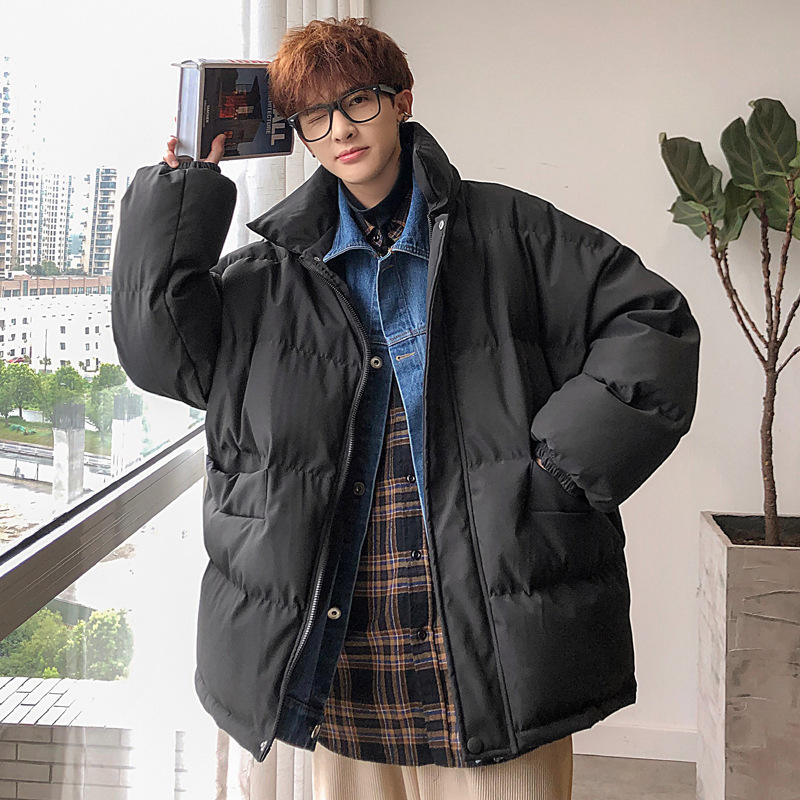 INS moda estilo Hong Kong engrosado algodón acolchado abrigo Denim collar falso dos piezas más tamaño casual algodón acolchado abrigo estilo coreano abrigo de los hombres abrigo