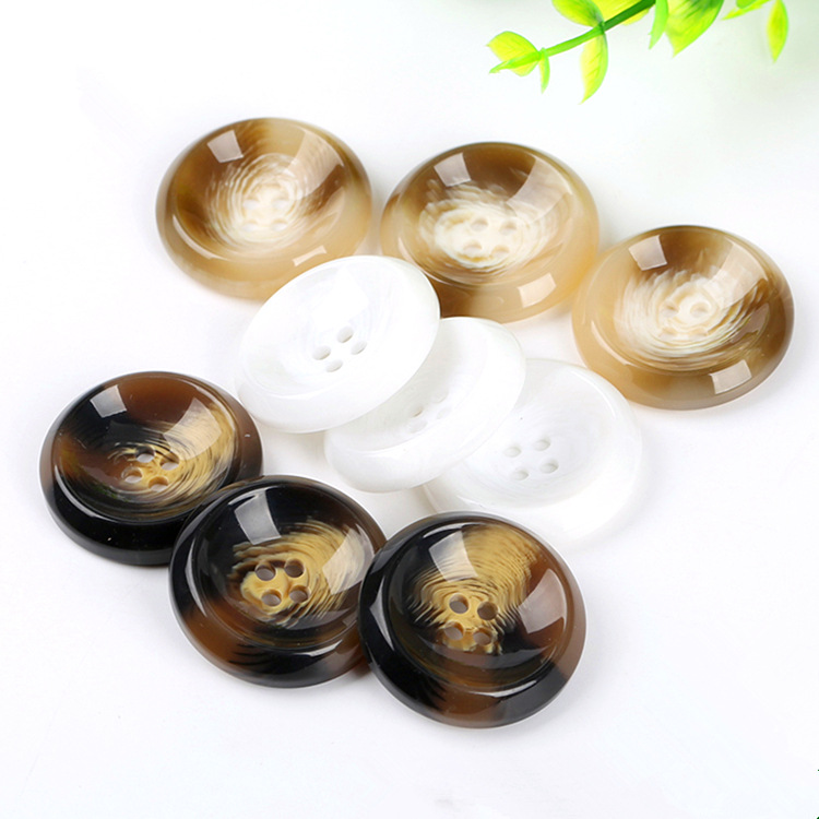 厂家直供 树脂棒花凹面四眼扣黑色咖啡男女士风衣毛呢大衣扣现货