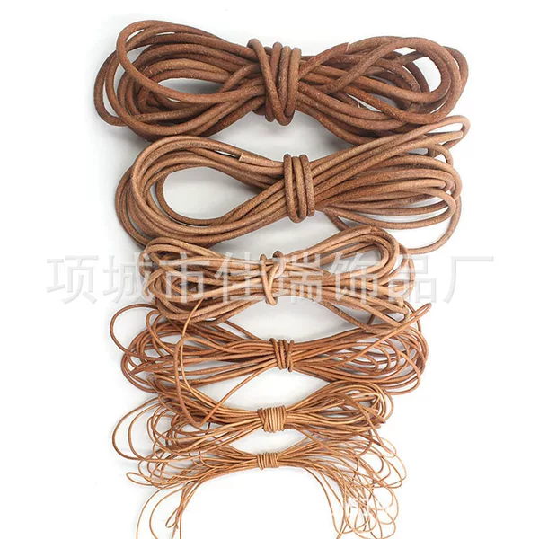Cowhide rope diy leather rope rope necklace rope handmade jewelry accessories material round flat 3mm thick rope