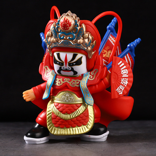 Sichuan Opera Face-changing Doll with Sandblasted Sichuan Opera Mask, Chengdu Craft, Opera Figurine, Gift for Foreigners