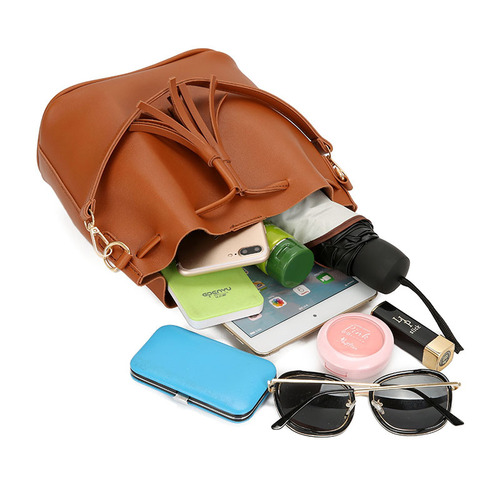 Bags for women new Korean style women's bags fashion trend pu tassel single shoulder diagonal bucket bag women's handbag