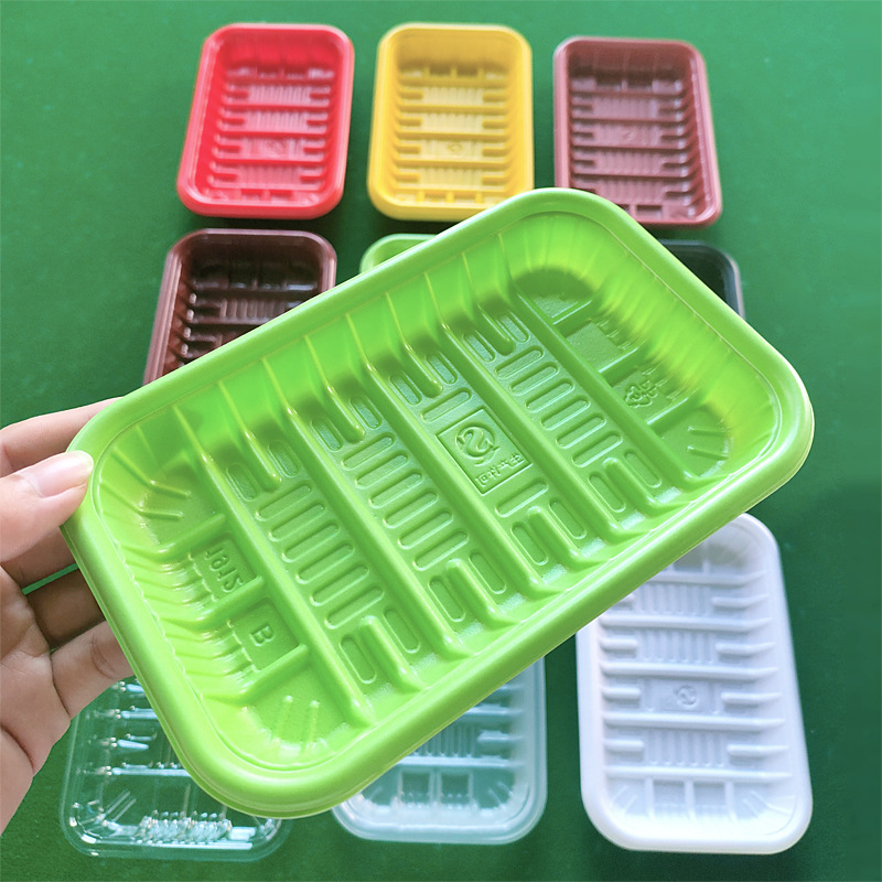 源头工厂现货1813超市一次性生鲜托盘绿色 pp托盘塑料食品包装盒